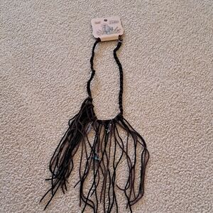 Justin Boots Brown Braided Leather Necklace with Floral Tag